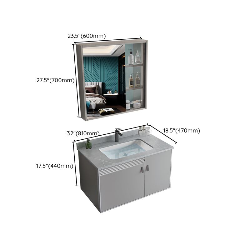 Metal Base Sink Vanity Modern Wall Mount Gray Single-Sink Rectangular Vanity Set Clearhalo 'Bathroom Remodel & Bathroom Fixtures' 'Bathroom Vanities' 'bathroom_vanities' 'Home Improvement' 'home_improvement' 'home_improvement_bathroom_vanities' 1200x1200_e425f83f-263f-4596-9055-90d92d4f54fd