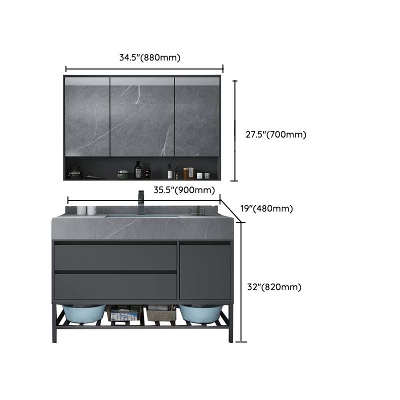 Modern Bathroom Vanity Set Granite Top Standalone Cabinet or Shelving Included Clearhalo 'Bathroom Remodel & Bathroom Fixtures' 'Bathroom Vanities' 'bathroom_vanities' 'Home Improvement' 'home_improvement' 'home_improvement_bathroom_vanities' 1200x1200_e437346f-a30a-4d4f-adc4-73d9615302fa