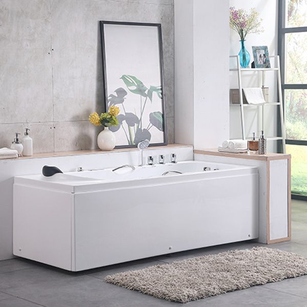 Modern Acrylic Rectangular Bathroom Bathtub with Drain White Tub Clearhalo 'Bathroom Remodel & Bathroom Fixtures' 'Bathtubs' 'Home Improvement' 'home_improvement' 'home_improvement_bathtubs' 'Showers & Bathtubs' 1200x1200_e4685f5c-e91c-40ed-b344-bed6f026490d