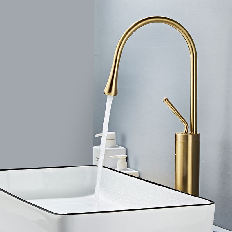 Gooseneck Sink Faucet Circular Lever Handles Brass Bathroom Sink Faucet Clearhalo 'Bathroom Remodel & Bathroom Fixtures' 'Bathroom Sink Faucets' 'Bathroom Sinks & Faucet Components' 'bathroom_sink_faucets' 'Home Improvement' 'home_improvement' 'home_improvement_bathroom_sink_faucets' 1200x1200_e478aa62-27cc-45a2-9543-1716a8318ba5