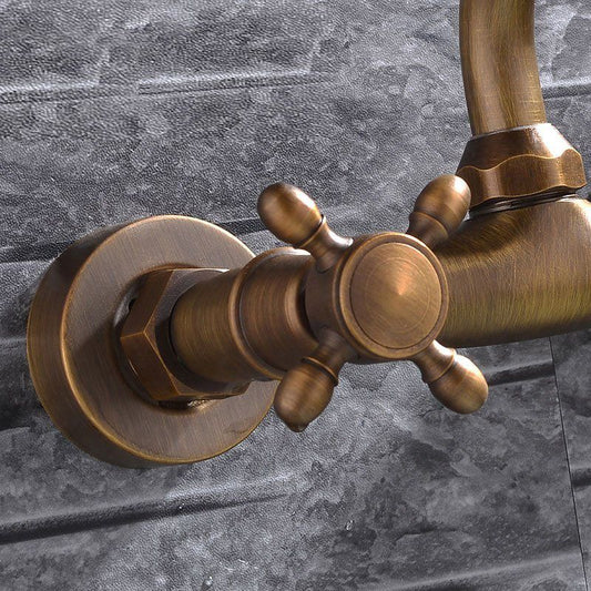 Industrial Tub Spout Trim Wall Mounted Full Copper Dual Cross Handle Low Arc Tub Faucet Clearhalo 'Bathroom Remodel & Bathroom Fixtures' 'Bathtub Faucets' 'bathtub_faucets' 'Home Improvement' 'home_improvement' 'home_improvement_bathtub_faucets' 1200x1200_e4a19bc9-c848-4595-ac24-d16948b638e0