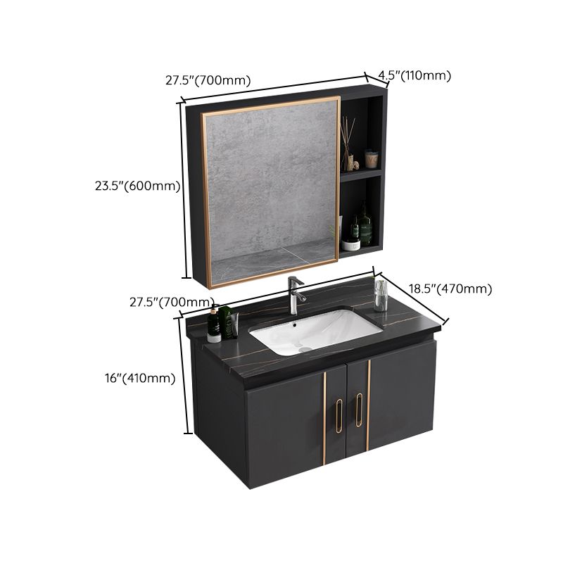 Rectangular Bathroom Vanity Modern Black Metal Frame Single Vanity Set Clearhalo 'Bathroom Remodel & Bathroom Fixtures' 'Bathroom Vanities' 'bathroom_vanities' 'Home Improvement' 'home_improvement' 'home_improvement_bathroom_vanities' 1200x1200_e4bc14f7-453b-4096-a866-74eb16c9ce90