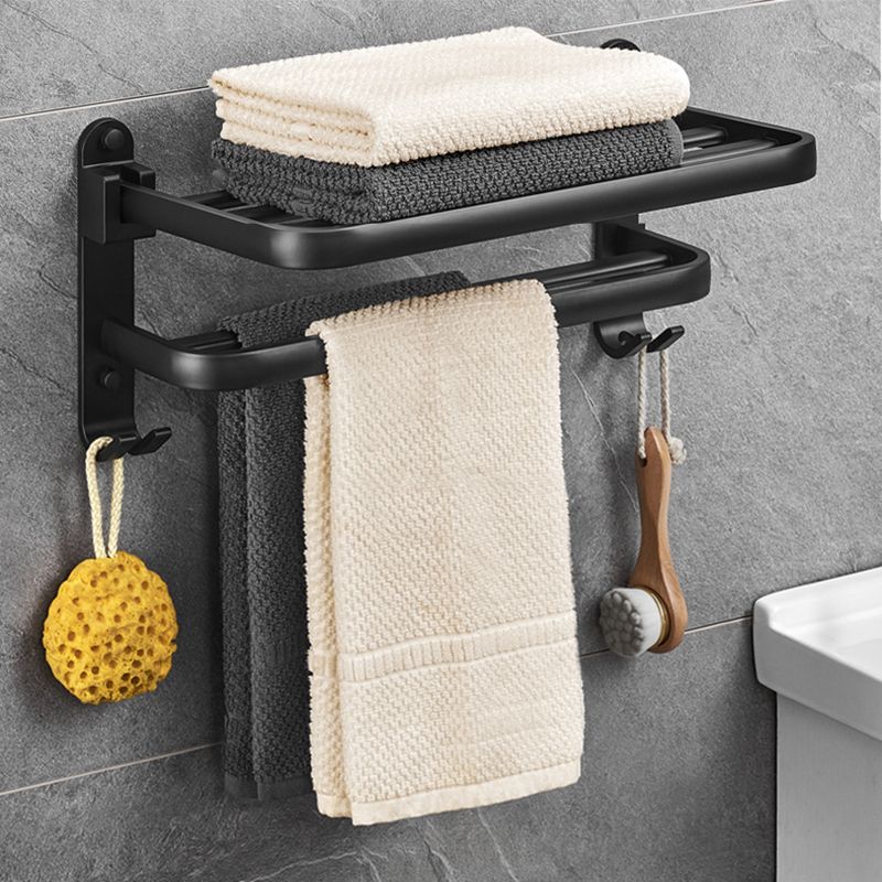 Matte Black 5-Piece Modern Bathroom Accessory Set with Bath Shelf/Tower Bar & Paper Holder Clearhalo 'Bathroom Hardware Sets' 'Bathroom Hardware' 'Bathroom Remodel & Bathroom Fixtures' 'bathroom_hardware_sets' 'Home Improvement' 'home_improvement' 'home_improvement_bathroom_hardware_sets' 1200x1200_e4d082fe-1209-470b-9690-79cc08496376