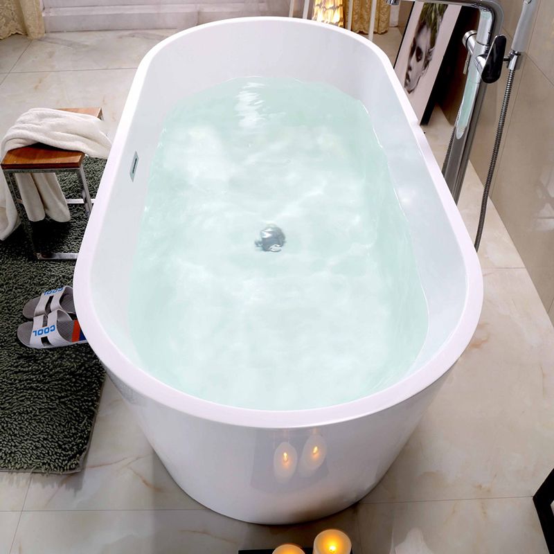 Acrylic Oval Bathtub with Overflow Trim White Soaking Tub with Drain Clearhalo 'Bathroom Remodel & Bathroom Fixtures' 'Bathtubs' 'Home Improvement' 'home_improvement' 'home_improvement_bathtubs' 'Showers & Bathtubs' 1200x1200_e54c1e27-6f9a-46d6-90e7-4c7e9846876f