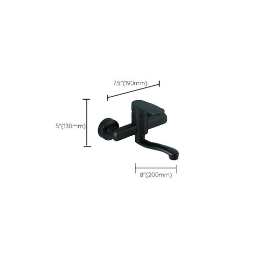 Low Arc Tub Filler Black Swivel Single Lever Handle Wall-Mounted Copper Tub Filler Clearhalo 'Bathroom Remodel & Bathroom Fixtures' 'Bathtub Faucets' 'bathtub_faucets' 'Home Improvement' 'home_improvement' 'home_improvement_bathtub_faucets' 1200x1200_e54fbd97-23a6-4cf4-b686-729e065bbd66