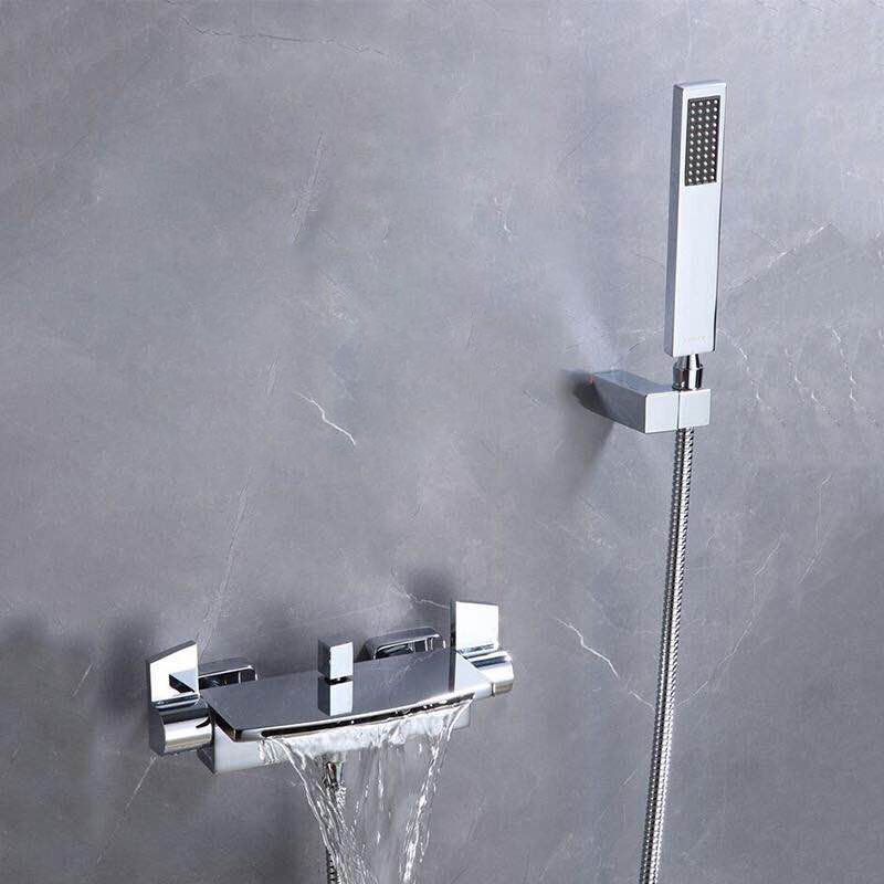 Modern Wall Mounted Metal Tub Filler Single Handle Tub Faucet Trim Clearhalo 'Bathroom Remodel & Bathroom Fixtures' 'Bathtub Faucets' 'bathtub_faucets' 'Home Improvement' 'home_improvement' 'home_improvement_bathtub_faucets' 1200x1200_e56c7193-af09-4e2a-b4a6-c1691e8db1d0