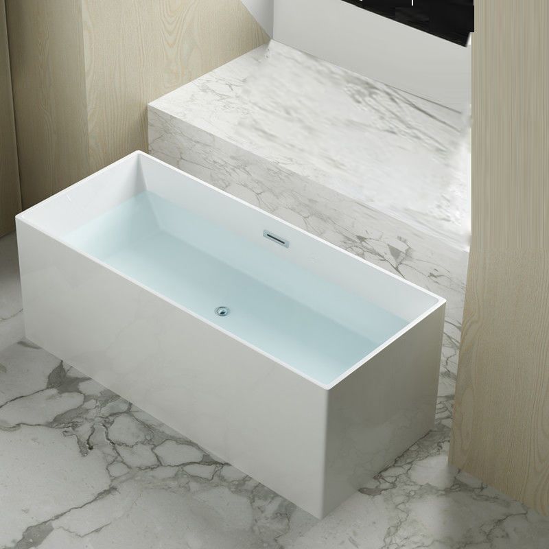 Modern Freestanding Soaking Bathtub Rectangle Acrylic Bathtub in White Clearhalo 'Bathroom Remodel & Bathroom Fixtures' 'Bathtubs' 'Home Improvement' 'home_improvement' 'home_improvement_bathtubs' 'Showers & Bathtubs' 1200x1200_e57a5e58-d41f-45f0-bea6-177f41ec696f