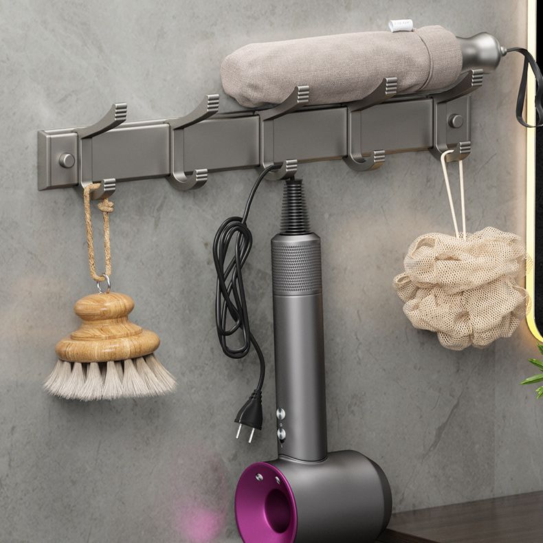 Modern Gray Bathroom Accessory Set Aluminum Stainless Bath Shelf/Robe Hooks/Towel Bar Clearhalo 'Bathroom Hardware Sets' 'Bathroom Hardware' 'Bathroom Remodel & Bathroom Fixtures' 'bathroom_hardware_sets' 'Home Improvement' 'home_improvement' 'home_improvement_bathroom_hardware_sets' 1200x1200_e5f2ee10-d50b-41fa-9267-4aaa39c75598