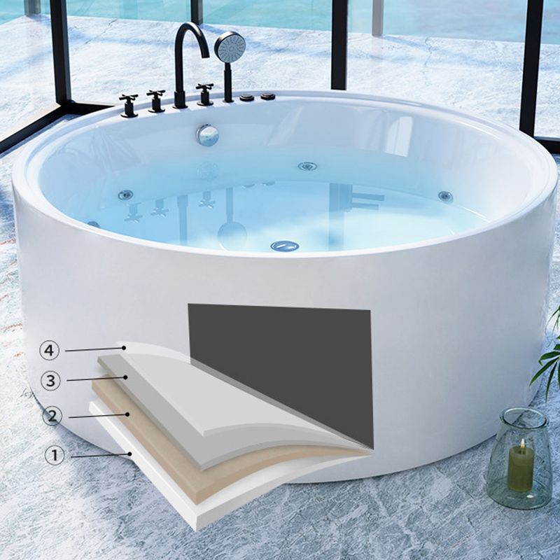 Round Freestanding Soaking Bathtub Modern Acrylic-Fiberglass White Bathtub Clearhalo 'Bathroom Remodel & Bathroom Fixtures' 'Bathtubs' 'Home Improvement' 'home_improvement' 'home_improvement_bathtubs' 'Showers & Bathtubs' 1200x1200_e5fd6982-b41f-4cb0-a2a3-6265d9056ef4