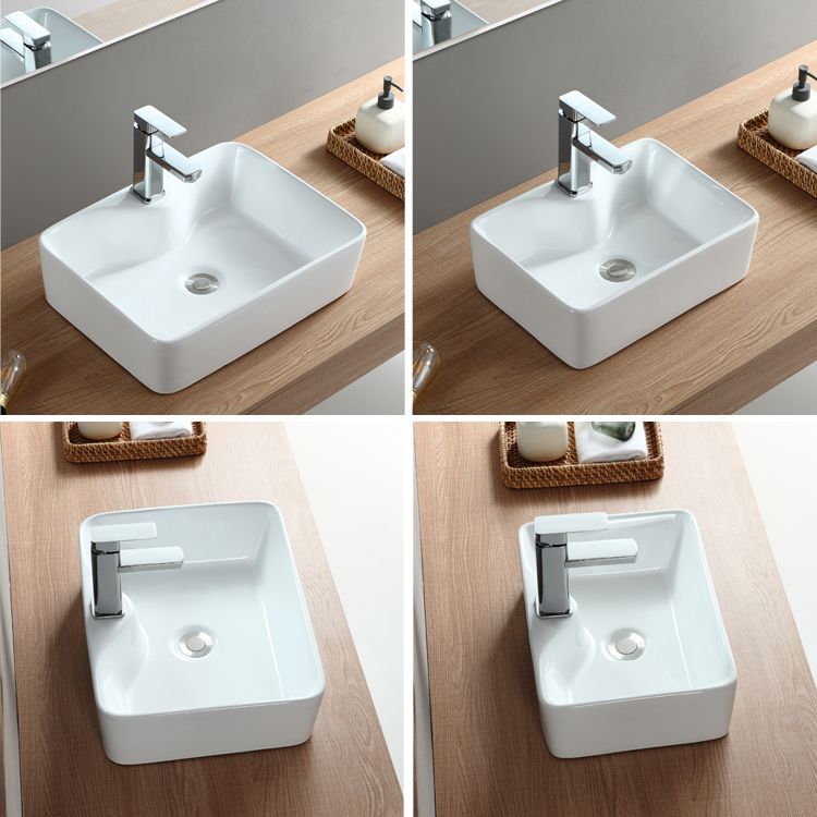 Modern Bathroom Sink Porcelain Rectangular Vessel with Pop-Up Drain Clearhalo 'Bathroom Remodel & Bathroom Fixtures' 'Bathroom Sinks & Faucet Components' 'Bathroom Sinks' 'bathroom_sink' 'Home Improvement' 'home_improvement' 'home_improvement_bathroom_sink' 1200x1200_e6117cff-d53d-405c-b234-324d091d1e3e