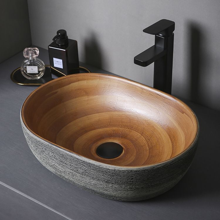 Brown Oval-shape Trough Bathroom Sink Modern Trough Bathroom Sink Clearhalo 'Bathroom Remodel & Bathroom Fixtures' 'Bathroom Sinks & Faucet Components' 'Bathroom Sinks' 'bathroom_sink' 'Home Improvement' 'home_improvement' 'home_improvement_bathroom_sink' 1200x1200_e6215075-fc66-46df-8e76-6a25c74ef7d9