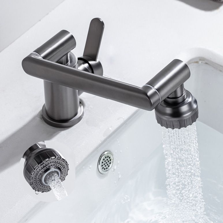 Contemporary Centerset Faucet Lever Handles Low Arc Stainless Steel Faucet Clearhalo 'Bathroom Remodel & Bathroom Fixtures' 'Bathroom Sink Faucets' 'Bathroom Sinks & Faucet Components' 'bathroom_sink_faucets' 'Home Improvement' 'home_improvement' 'home_improvement_bathroom_sink_faucets' 1200x1200_e636130d-d5e9-4b3b-b953-b2164e3d8e62