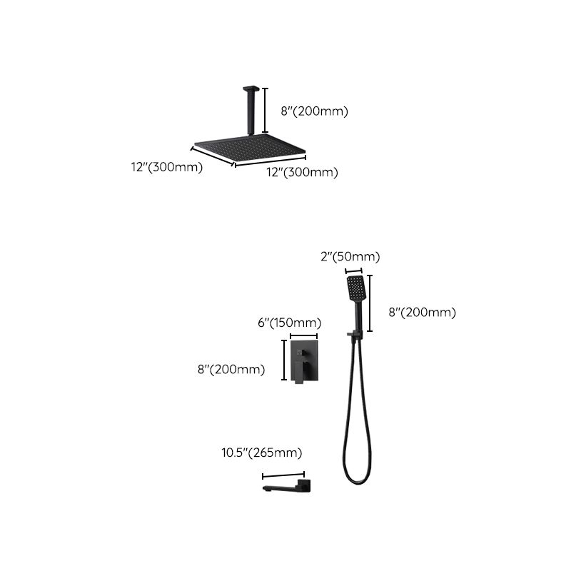 Square Black Spot Resist Shower Faucet Shower Arm Shower with Handheld Shower Head Clearhalo 'Bathroom Remodel & Bathroom Fixtures' 'Home Improvement' 'home_improvement' 'home_improvement_shower_faucets' 'Shower Faucets & Systems' 'shower_faucets' 'Showers & Bathtubs Plumbing' 'Showers & Bathtubs' 1200x1200_e64945ab-d6a4-4b0b-9316-4631ae5f9e22