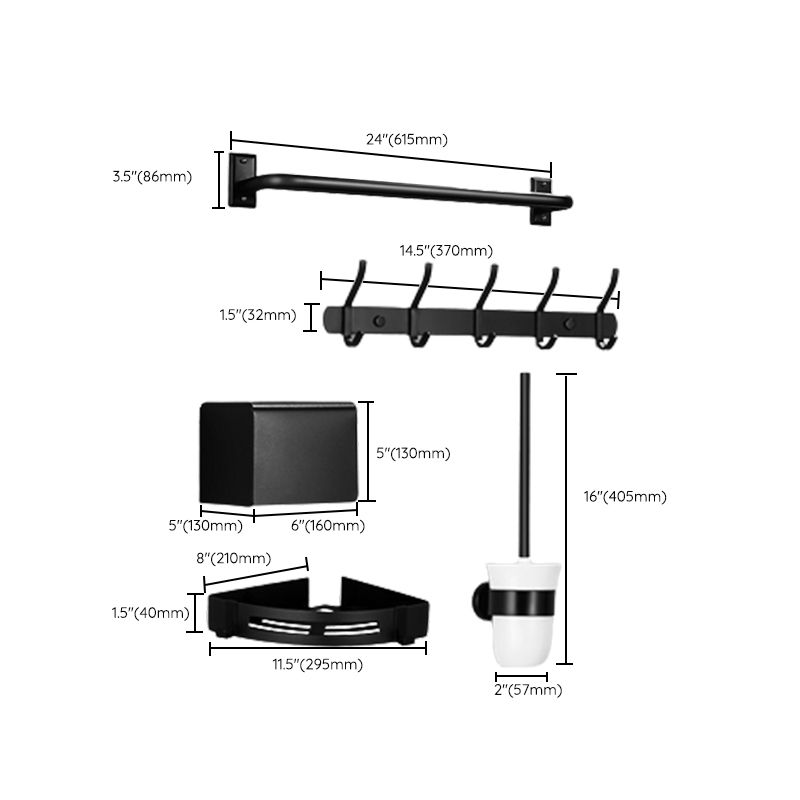 Matte Black Bathroom Hardware Set Modern Bathroom Accessory as Individual or as A Set Clearhalo 'Bathroom Hardware Sets' 'Bathroom Hardware' 'Bathroom Remodel & Bathroom Fixtures' 'bathroom_hardware_sets' 'Home Improvement' 'home_improvement' 'home_improvement_bathroom_hardware_sets' 1200x1200_e652c112-2e9e-435d-bc64-d5f3adc76d3f