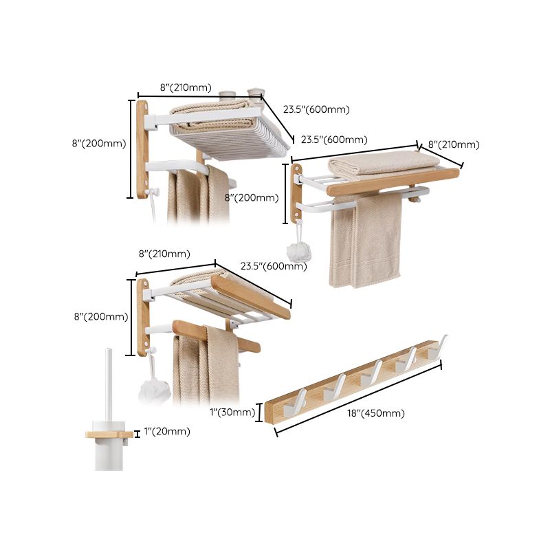 White Metal and Solid Wood Bathroom Accessories Hardware Set Clearhalo 'Bathroom Hardware Sets' 'Bathroom Hardware' 'Bathroom Remodel & Bathroom Fixtures' 'bathroom_hardware_sets' 'Home Improvement' 'home_improvement' 'home_improvement_bathroom_hardware_sets' 1200x1200_e6b4bdcd-59e2-4c07-aedb-53bb56c6f8ca