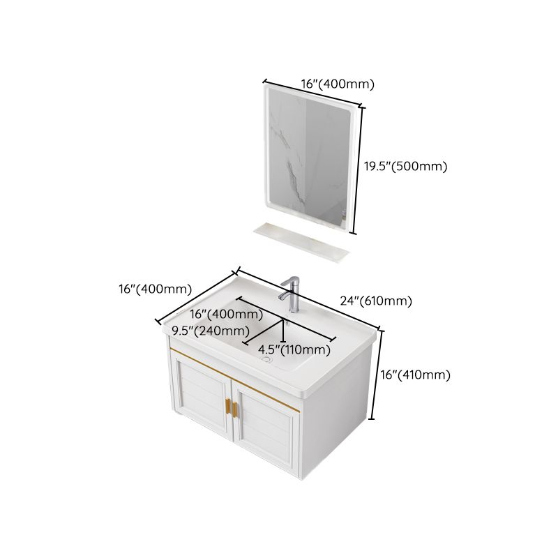 2 Doors Bath Vanity White Mirror Rectangular Single Sink Wall-Mounted Bathroom Vanity Clearhalo 'Bathroom Remodel & Bathroom Fixtures' 'Bathroom Vanities' 'bathroom_vanities' 'Home Improvement' 'home_improvement' 'home_improvement_bathroom_vanities' 1200x1200_e6f0cc98-74a5-495b-b021-98f5c8705ffb