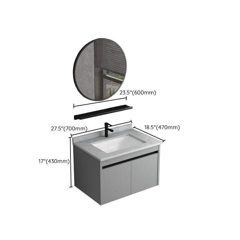 Wall Mount Bathroom Vanity Modern Gray Metal Frame Single Rectangular Vanity Set Clearhalo 'Bathroom Remodel & Bathroom Fixtures' 'Bathroom Vanities' 'bathroom_vanities' 'Home Improvement' 'home_improvement' 'home_improvement_bathroom_vanities' 1200x1200_e70c7b67-4dee-4ad8-b6ca-1d0ad87bc740