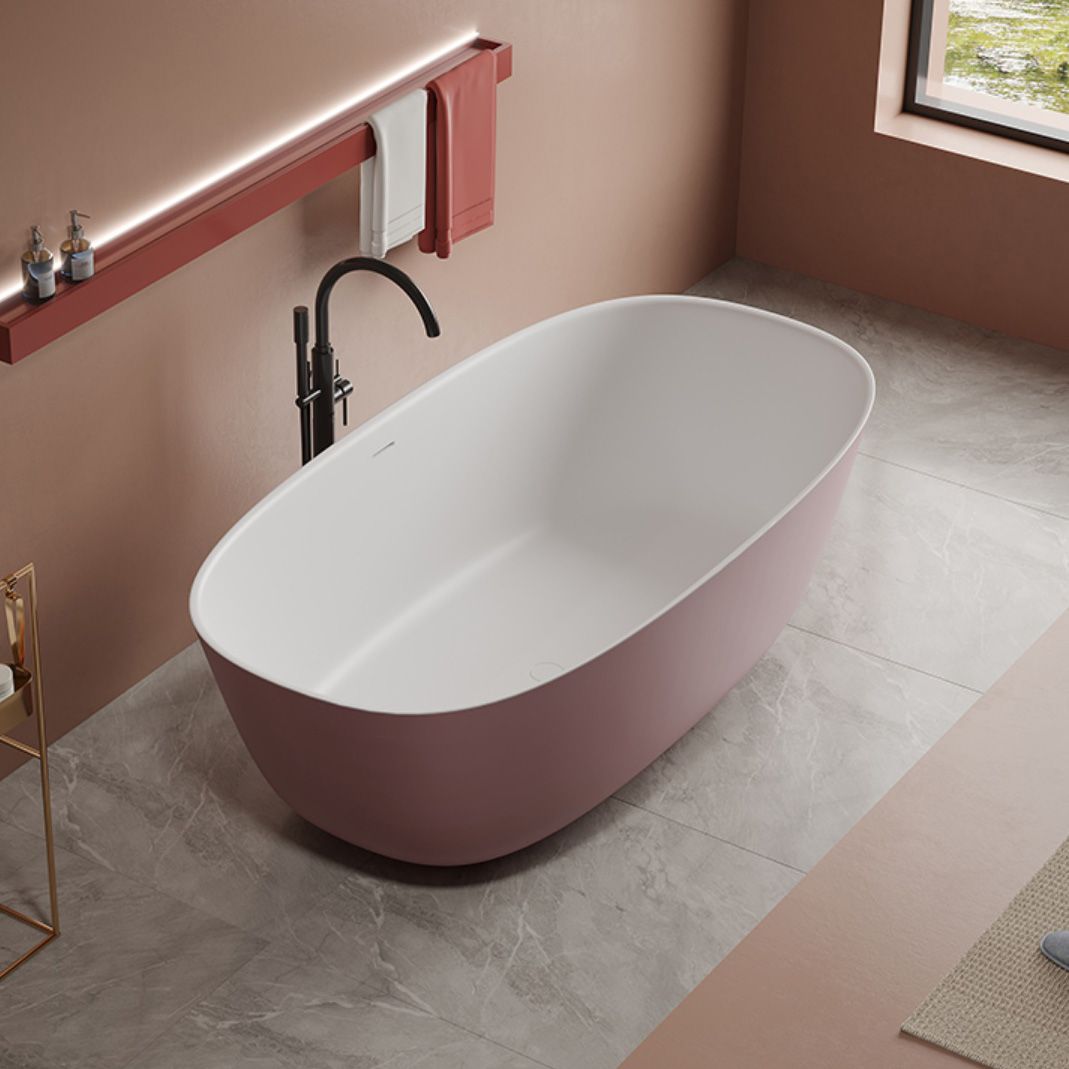 Soaking Antique Finish Bathtub Stand Alone Oval Modern Bath Tub Clearhalo 'Bathroom Remodel & Bathroom Fixtures' 'Bathtubs' 'Home Improvement' 'home_improvement' 'home_improvement_bathtubs' 'Showers & Bathtubs' 1200x1200_e713d799-1dd9-4971-8f28-288af498f1ee