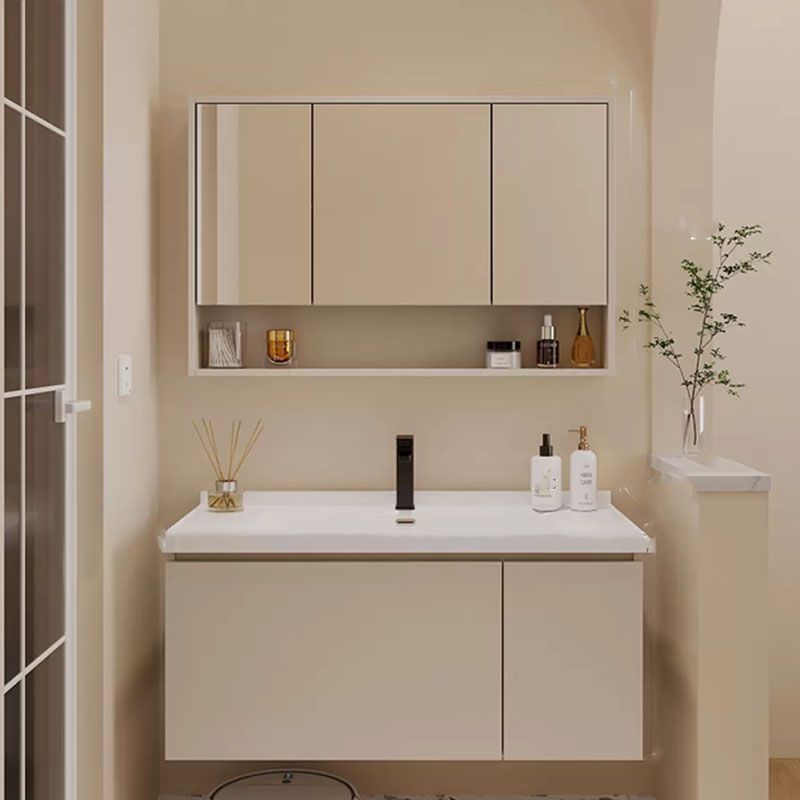 Modern White Wall Mounted Standard Wood Open Console with Sink Set Clearhalo 'Bathroom Remodel & Bathroom Fixtures' 'Bathroom Vanities' 'bathroom_vanities' 'Home Improvement' 'home_improvement' 'home_improvement_bathroom_vanities' 1200x1200_e74c89ff-ee0e-4a97-9e6e-48a520eaca75