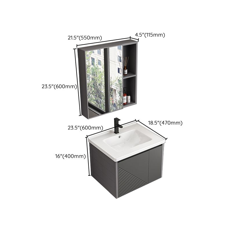 Modern Gray Metal Base Vanity Single-Sink Rectangular Wall Mount Vanity Set Clearhalo 'Bathroom Remodel & Bathroom Fixtures' 'Bathroom Vanities' 'bathroom_vanities' 'Home Improvement' 'home_improvement' 'home_improvement_bathroom_vanities' 1200x1200_e7556659-ea7f-449e-a2c4-cc4573efc968