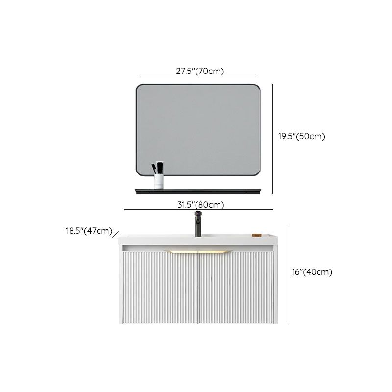 Rectangular White Vanity Single Sink Wall Mount 2 Doors Faucet Metal Frame Mirror Vanity Clearhalo 'Bathroom Remodel & Bathroom Fixtures' 'Bathroom Vanities' 'bathroom_vanities' 'Home Improvement' 'home_improvement' 'home_improvement_bathroom_vanities' 1200x1200_e75884f0-33c1-46e7-9067-d6e73773642b