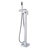 Bathroom Freestanding Tub Filler Floor Mounted One Handle Fixed Faucet with Hose Clearhalo 'Bathroom Remodel & Bathroom Fixtures' 'Bathtub Faucets' 'bathtub_faucets' 'Home Improvement' 'home_improvement' 'home_improvement_bathtub_faucets' 1200x1200_e75da56b-90c0-4e82-85a8-888c9aa76bcf