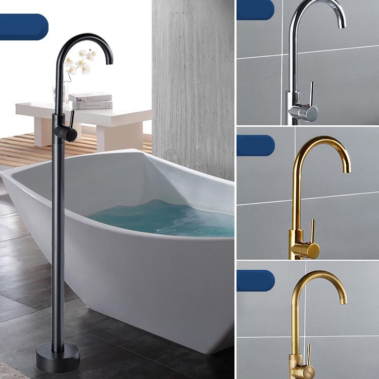 Modern Freestanding Bathtub Faucet Brass One Handle Freestanding Bathtub Faucet Clearhalo 'Bathroom Remodel & Bathroom Fixtures' 'Bathtub Faucets' 'bathtub_faucets' 'Home Improvement' 'home_improvement' 'home_improvement_bathtub_faucets' 1200x1200_e778e9a8-5c78-4396-aa83-e4bafff8165f