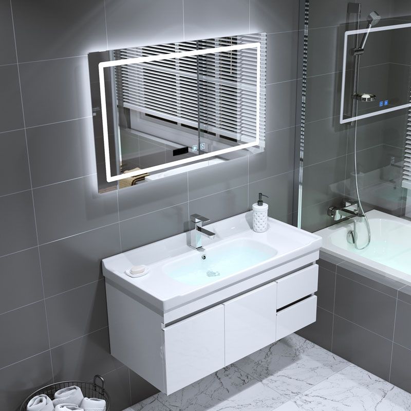 Modern Wall Mount Bathroom Sink Vanity with Faucet Sink Mirror Clearhalo 'Bathroom Remodel & Bathroom Fixtures' 'Bathroom Vanities' 'bathroom_vanities' 'Home Improvement' 'home_improvement' 'home_improvement_bathroom_vanities' 1200x1200_e79d73c2-e9c4-4cbd-bf37-5a3aeb745a9d