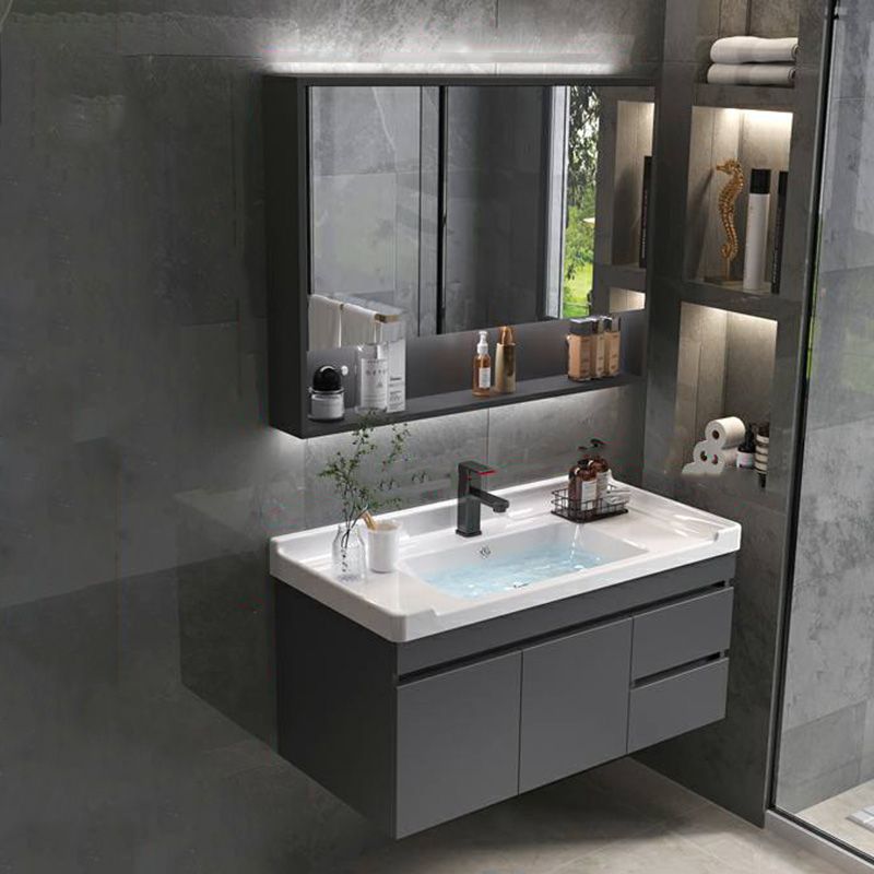 Grey Modern Solid Wood Single-Sink Open Console with Sink Set Clearhalo 'Bathroom Remodel & Bathroom Fixtures' 'Bathroom Vanities' 'bathroom_vanities' 'Home Improvement' 'home_improvement' 'home_improvement_bathroom_vanities' 1200x1200_e7aad8e0-032c-47ab-8866-19077fa6f049
