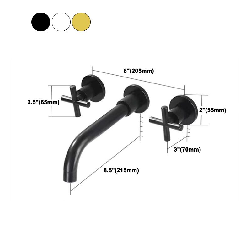 Modern 1 or 2-Handle Bathroom Sink Faucet Circular Wall Mounted Bathroom Faucet. Clearhalo 'Bathroom Remodel & Bathroom Fixtures' 'Bathroom Sink Faucets' 'Bathroom Sinks & Faucet Components' 'bathroom_sink_faucets' 'Home Improvement' 'home_improvement' 'home_improvement_bathroom_sink_faucets' 1200x1200_e7ae992b-de2a-401a-a95c-7fc680569599