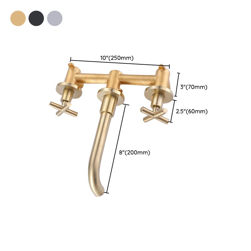 Circular Widespread Wall Mounted Bathroom Sink Faucet Brass Brass Bathroom Faucet Clearhalo 'Bathroom Remodel & Bathroom Fixtures' 'Bathroom Sink Faucets' 'Bathroom Sinks & Faucet Components' 'bathroom_sink_faucets' 'Home Improvement' 'home_improvement' 'home_improvement_bathroom_sink_faucets' 1200x1200_e7bc4b9b-6f2b-4c29-b18b-b085265ff246