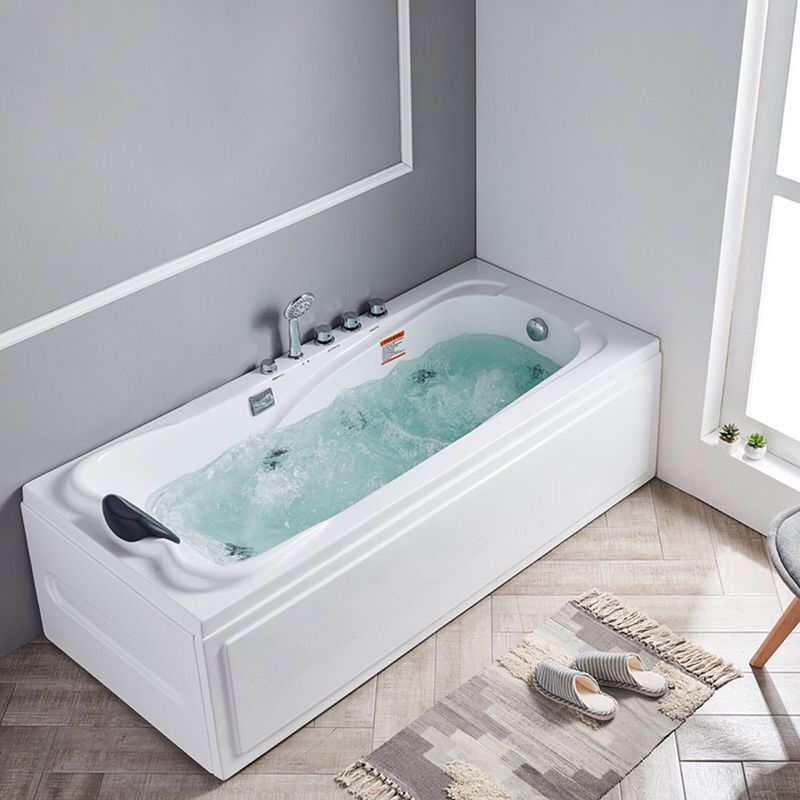 Modern Back to Wall Bathtub Rectangular White Acrylic Soaking Tub Clearhalo 'Bathroom Remodel & Bathroom Fixtures' 'Bathtubs' 'Home Improvement' 'home_improvement' 'home_improvement_bathtubs' 'Showers & Bathtubs' 1200x1200_e7c3e8da-2842-42f7-b518-c25b4ff692e6