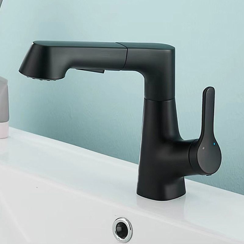 Contemporary Square Lavatory Faucet 1 Hole Bathroom Faucet with Swivel Spout Clearhalo 'Bathroom Remodel & Bathroom Fixtures' 'Bathroom Sink Faucets' 'Bathroom Sinks & Faucet Components' 'bathroom_sink_faucets' 'Home Improvement' 'home_improvement' 'home_improvement_bathroom_sink_faucets' 1200x1200_e81700c8-67d3-47fc-8388-30fd2e0f115f