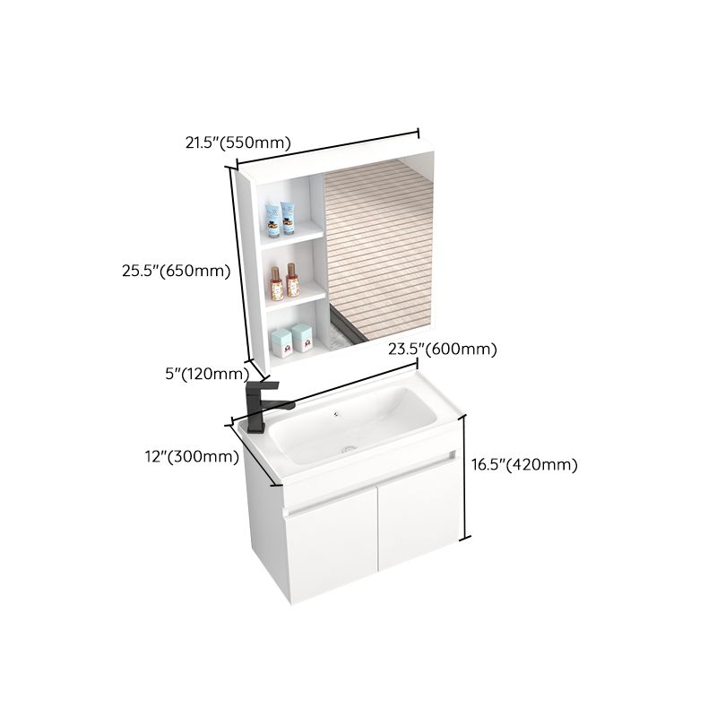 Modern Wall Mount Bathroom Vanity White Ceramic Single-Sink Rectangular Vanity Set Clearhalo 'Bathroom Remodel & Bathroom Fixtures' 'Bathroom Vanities' 'bathroom_vanities' 'Home Improvement' 'home_improvement' 'home_improvement_bathroom_vanities' 1200x1200_e8282189-d6a7-42fe-9088-41375f5fea3b