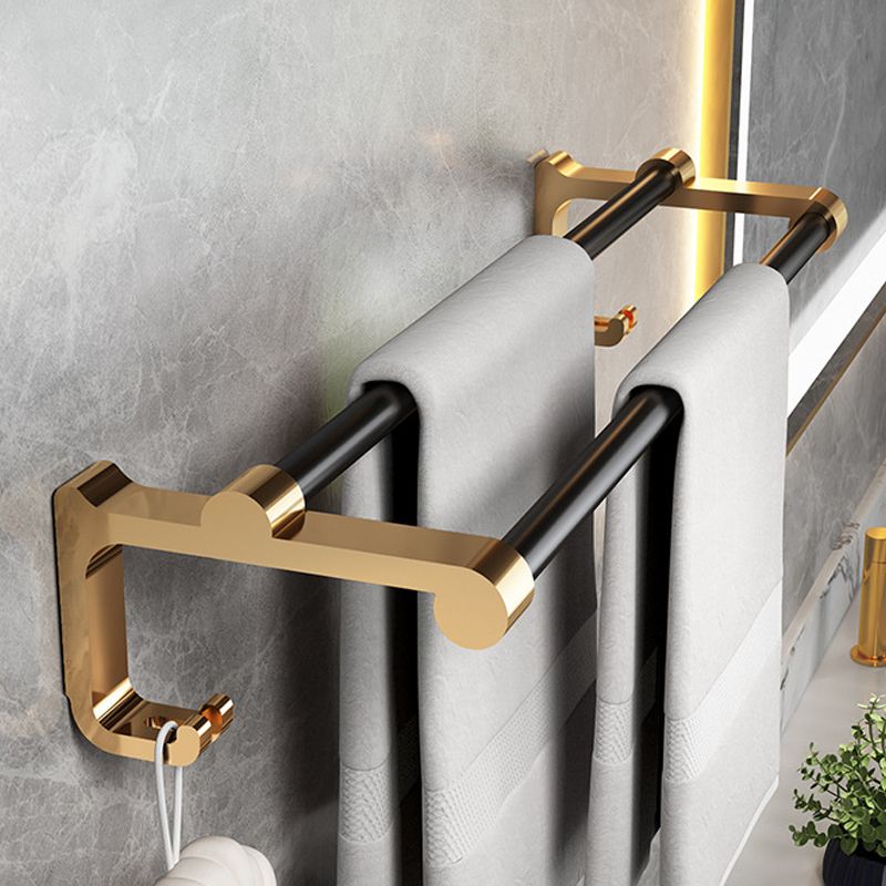 Modernism Bathroom Accessories Hardware Set Black & Golden Bath Shelf/Towel Bar Clearhalo 'Bathroom Hardware Sets' 'Bathroom Hardware' 'Bathroom Remodel & Bathroom Fixtures' 'bathroom_hardware_sets' 'Home Improvement' 'home_improvement' 'home_improvement_bathroom_hardware_sets' 1200x1200_e830e2a0-3078-47eb-b40f-4982d7d1e58e