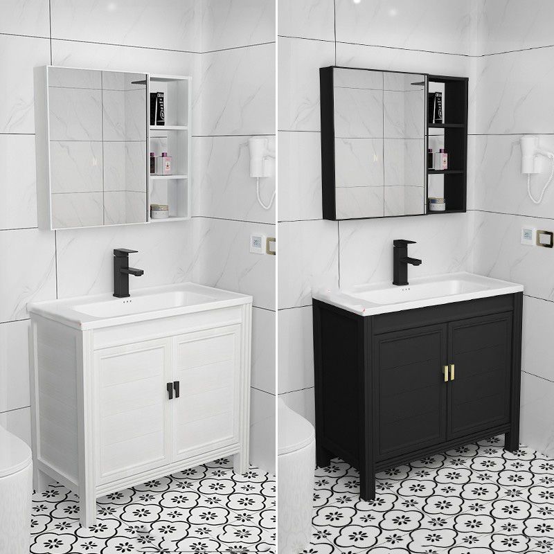 Metal Modern Sink Vanity Freestanding Faucet Included Bathroom Vanity Clearhalo 'Bathroom Remodel & Bathroom Fixtures' 'Bathroom Vanities' 'bathroom_vanities' 'Home Improvement' 'home_improvement' 'home_improvement_bathroom_vanities' 1200x1200_e840b565-cdd1-4f25-a347-63e111f31123