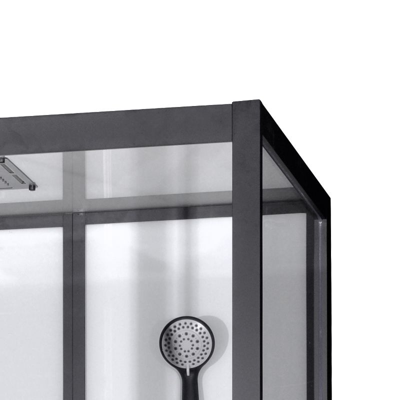 Black Framed Shower Enclosure Single Sliding Square Shower Kit Clearhalo 'Bathroom Remodel & Bathroom Fixtures' 'Home Improvement' 'home_improvement' 'home_improvement_shower_stalls_enclosures' 'Shower Stalls & Enclosures' 'shower_stalls_enclosures' 'Showers & Bathtubs' 1200x1200_e862cbdf-c53b-44e9-843e-82a7fcec2439