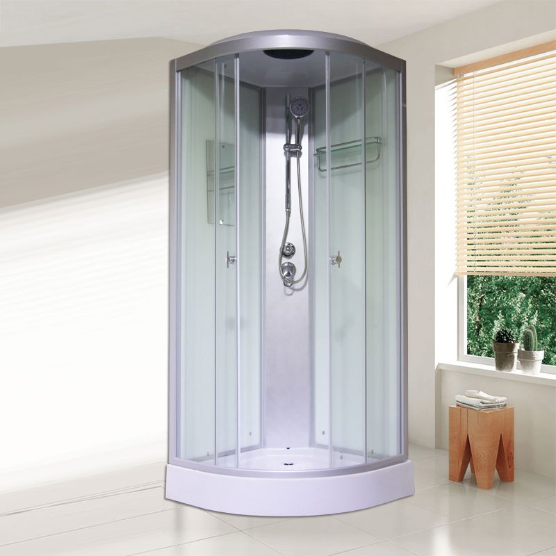 Round Semi-Frameless Shower Stall Corner Tempered Glass Shower Stall Clearhalo 'Bathroom Remodel & Bathroom Fixtures' 'Home Improvement' 'home_improvement' 'home_improvement_shower_stalls_enclosures' 'Shower Stalls & Enclosures' 'shower_stalls_enclosures' 'Showers & Bathtubs' 1200x1200_e8700917-2fcd-4bba-83bd-8e83dfa0e82e