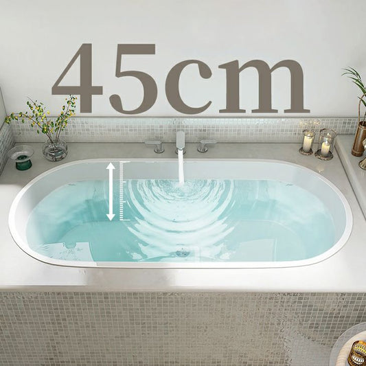 Contemporary Oval Acrylic Bathtub Soaking Drop-in Bathtub with Faucet Clearhalo 'Bathroom Remodel & Bathroom Fixtures' 'Bathtubs' 'Home Improvement' 'home_improvement' 'home_improvement_bathtubs' 'Showers & Bathtubs' 1200x1200_e8ba1ee9-a506-4a62-abf0-2e19814c6865