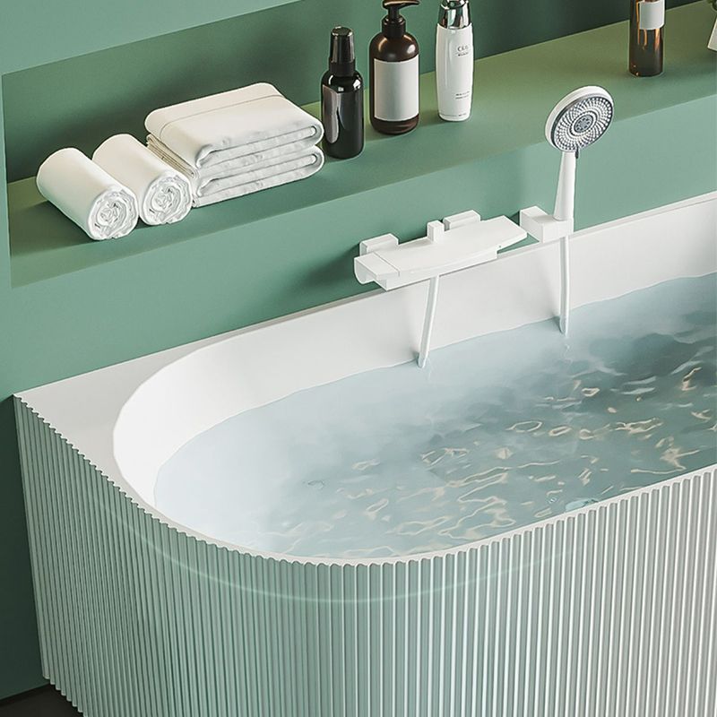 Modern White Acrylic Soaking Bathtub Rectangle Back to Wall Bathtub Clearhalo 'Bathroom Remodel & Bathroom Fixtures' 'Bathtubs' 'Home Improvement' 'home_improvement' 'home_improvement_bathtubs' 'Showers & Bathtubs' 1200x1200_e8e0e526-53a3-437b-b351-451d44d7e1da