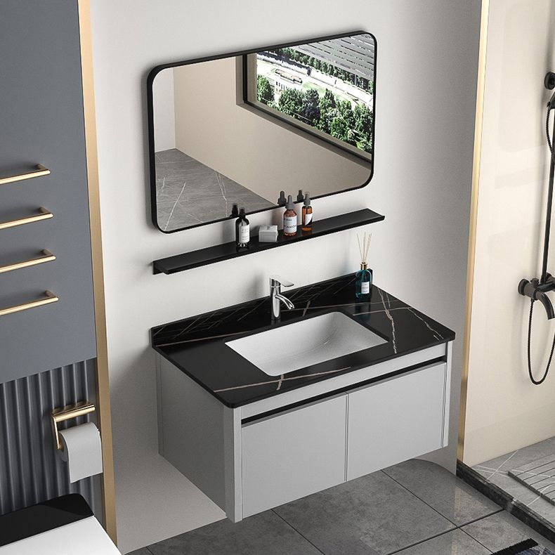 Single Sink Bathroom Vanity Modern Gray Rectangular Bath Vanity Clearhalo 'Bathroom Remodel & Bathroom Fixtures' 'Bathroom Vanities' 'bathroom_vanities' 'Home Improvement' 'home_improvement' 'home_improvement_bathroom_vanities' 1200x1200_e8e3cd98-4e34-4889-afcd-563eb126a7a6