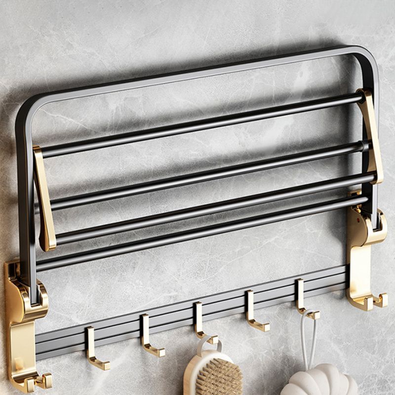 Modernism Bathroom Accessories Hardware Set Black & Golden Bath Shelf/Towel Bar Clearhalo 'Bathroom Hardware Sets' 'Bathroom Hardware' 'Bathroom Remodel & Bathroom Fixtures' 'bathroom_hardware_sets' 'Home Improvement' 'home_improvement' 'home_improvement_bathroom_hardware_sets' 1200x1200_e90082d0-6293-47cf-bcad-ba10c9683bb2