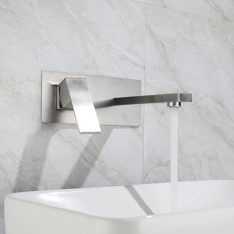 Contemporary Style Faucets Lever Handles Wall Mounted Faucets for Bathroom Clearhalo 'Bathroom Remodel & Bathroom Fixtures' 'Bathroom Sink Faucets' 'Bathroom Sinks & Faucet Components' 'bathroom_sink_faucets' 'Home Improvement' 'home_improvement' 'home_improvement_bathroom_sink_faucets' 1200x1200_e9105feb-91be-4c6d-884b-18f58037c01a
