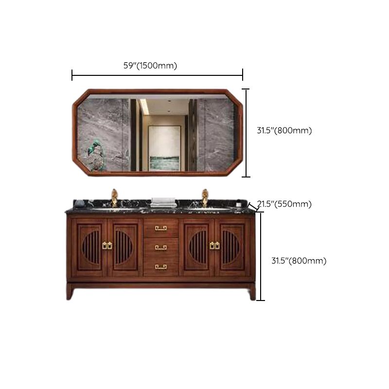 Vintage Bathroom Vanity Ceramic Sink Drawer Sink Vanity with Mirror Clearhalo 'Bathroom Remodel & Bathroom Fixtures' 'Bathroom Vanities' 'bathroom_vanities' 'Home Improvement' 'home_improvement' 'home_improvement_bathroom_vanities' 1200x1200_e9299f1a-81e5-4d2e-a91a-ab8395c6b3fe