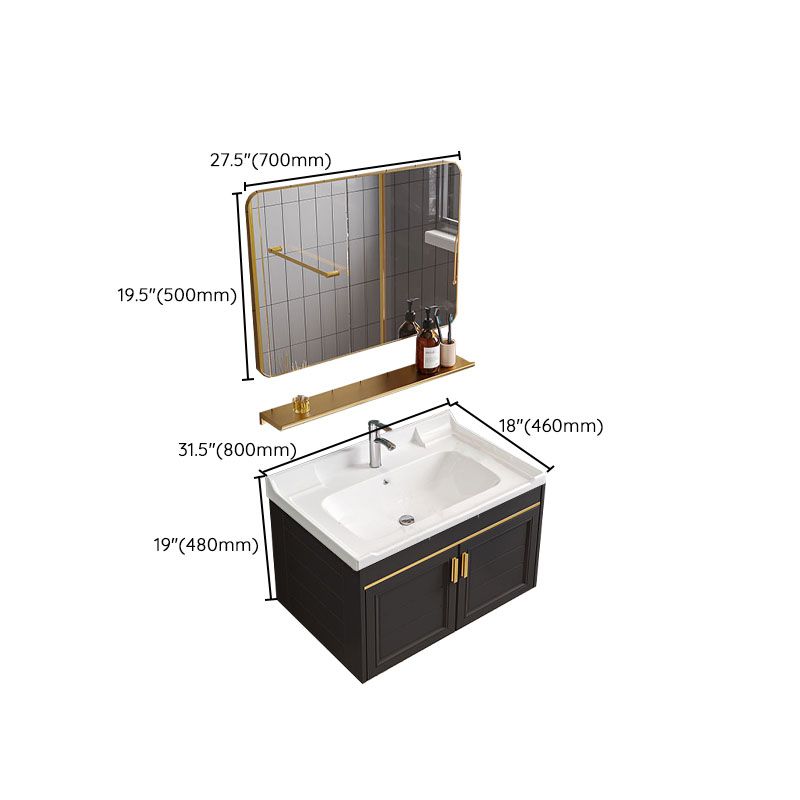 Single Sink Modern Sink Vanity Black Wall Mount Rectangular Bath Vanity Clearhalo 'Bathroom Remodel & Bathroom Fixtures' 'Bathroom Vanities' 'bathroom_vanities' 'Home Improvement' 'home_improvement' 'home_improvement_bathroom_vanities' 1200x1200_e936746b-720e-4693-b5c1-74540dc02558