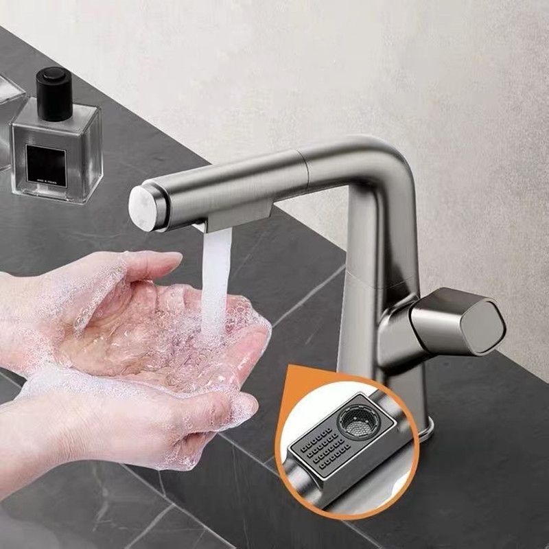 Pull-out 1 Hole Bathroom Faucet with Water Hose Vessel Faucet Clearhalo 'bathroom_sink_faucets' 'Conjunta de Baño y Conjunta de Grifo' 'Coronamiento de Baño y Dispositivo de Baño' 'Grifo del lavabo del baño' 'Hogar' 'home_improvement' 'home_improvement_bathroom_sink_faucets' 'Mejoras para el hogar' 1200x1200_e9a94969-ae03-419f-ae56-aea9fc92d695