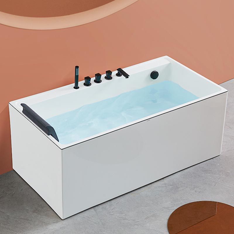 Modern White Acrylic Bathtub Rectangle Back to Wall with Drain Bath Tub Clearhalo 'Bathroom Remodel & Bathroom Fixtures' 'Bathtubs' 'Home Improvement' 'home_improvement' 'home_improvement_bathtubs' 'Showers & Bathtubs' 1200x1200_e9c066b2-b04e-4942-86db-fa76efadb209