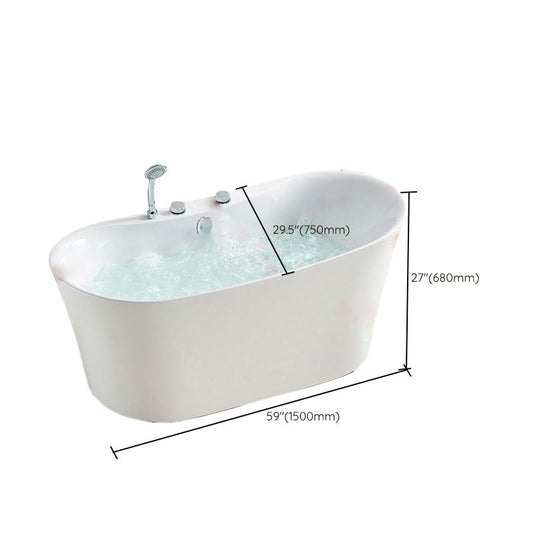 Freestanding Oval White Bath Soaking Handles Included Bathtub Clearhalo 'Bathroom Remodel & Bathroom Fixtures' 'Bathtubs' 'Home Improvement' 'home_improvement' 'home_improvement_bathtubs' 'Showers & Bathtubs' 1200x1200_e9dbe5bb-979e-4160-a728-e18bd3ae98af