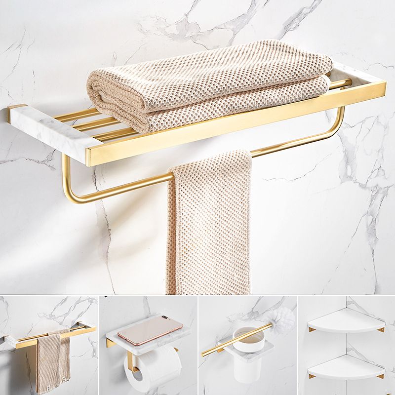 Marble & Brass Bath Hardware Set Golden Bathroom Accessory Kit Clearhalo 'Bathroom Hardware Sets' 'Bathroom Hardware' 'Bathroom Remodel & Bathroom Fixtures' 'bathroom_hardware_sets' 'Home Improvement' 'home_improvement' 'home_improvement_bathroom_hardware_sets' 1200x1200_e9f68bd8-9283-4df6-a9f8-f8b79cfaacf2