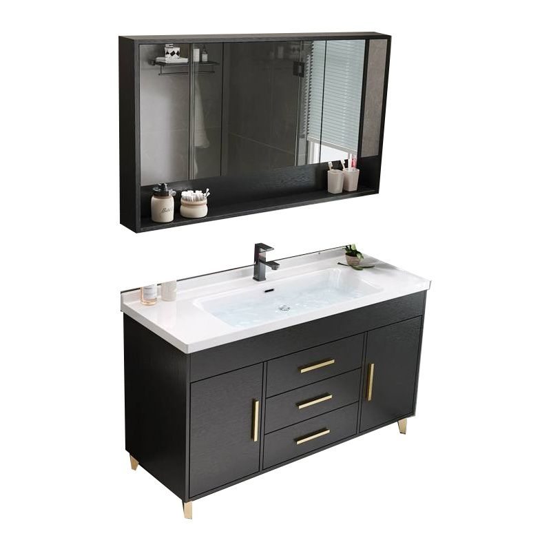 Single-Sink Black Solid Wood Modern Open Console with Sink Set Clearhalo 'Bathroom Remodel & Bathroom Fixtures' 'Bathroom Vanities' 'bathroom_vanities' 'Home Improvement' 'home_improvement' 'home_improvement_bathroom_vanities' 1200x1200_ea374d6a-3adf-49b3-a36c-dc7c0ec60813